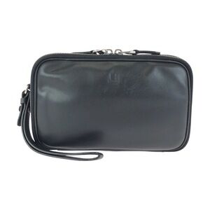 Dunhill Black Leather Clutch Bag with Silver Hardware - Men's